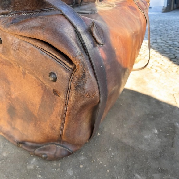 Antique vintage Thomas Fortune brown leather gladstone bag - Picture 12 of 15